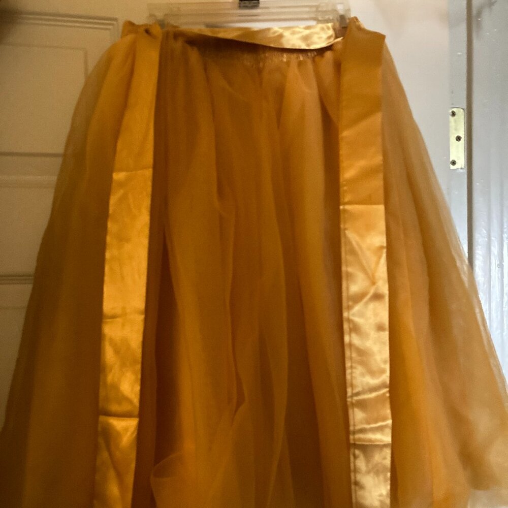 Golden knee length tulle skirt